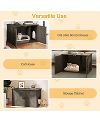 Cozito Hidden Cat Litter Box Enclosure 31.5 in with Divider