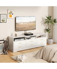 gaomon Home 32" to 80" Entertainment Center, Wood Media Console Dresser with 6 Drawers and Adjustable Bracket.