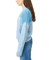 Central Park West Women's Clover Mesh Sweater Bomber