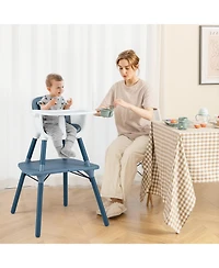 Sugift 4-in-1 Baby Convertible Toddler Table Chair Set with Pu Cushion
