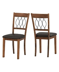 Sugift Set of 2 Dining Chair Fabric/Faux Leather Upholstered with Padded Seat