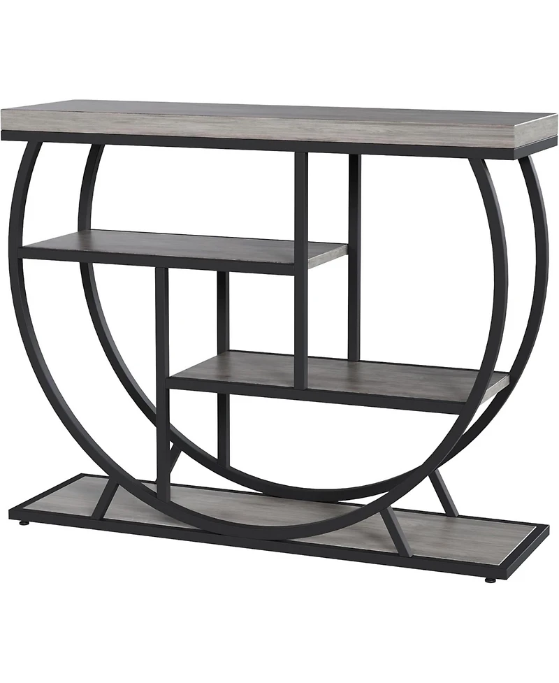 gaomon 3 Tier Metal Frame Entryway Console Table with Semicircular Design