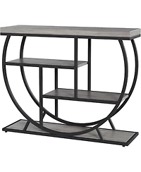 gaomon 3 Tier Metal Frame Entryway Console Table with Semicircular Design