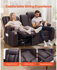 Gouun Faux Leather Manual Reclining Loveseat with Center Console, Usb and Cup Holders