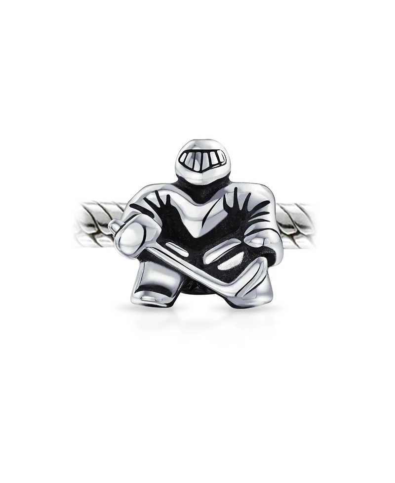 Bling Jewelry Ice Hockey Goalie Sports Team Charm Bead .925 Sterling Silver for Bracelet
