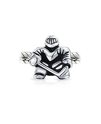 Bling Jewelry Ice Hockey Goalie Sports Team Charm Bead .925 Sterling Silver for Bracelet