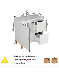 Sillysis Inch Bathroom Vanity with Sink, Glossy Storage Cabinet, Soft Close Drawer