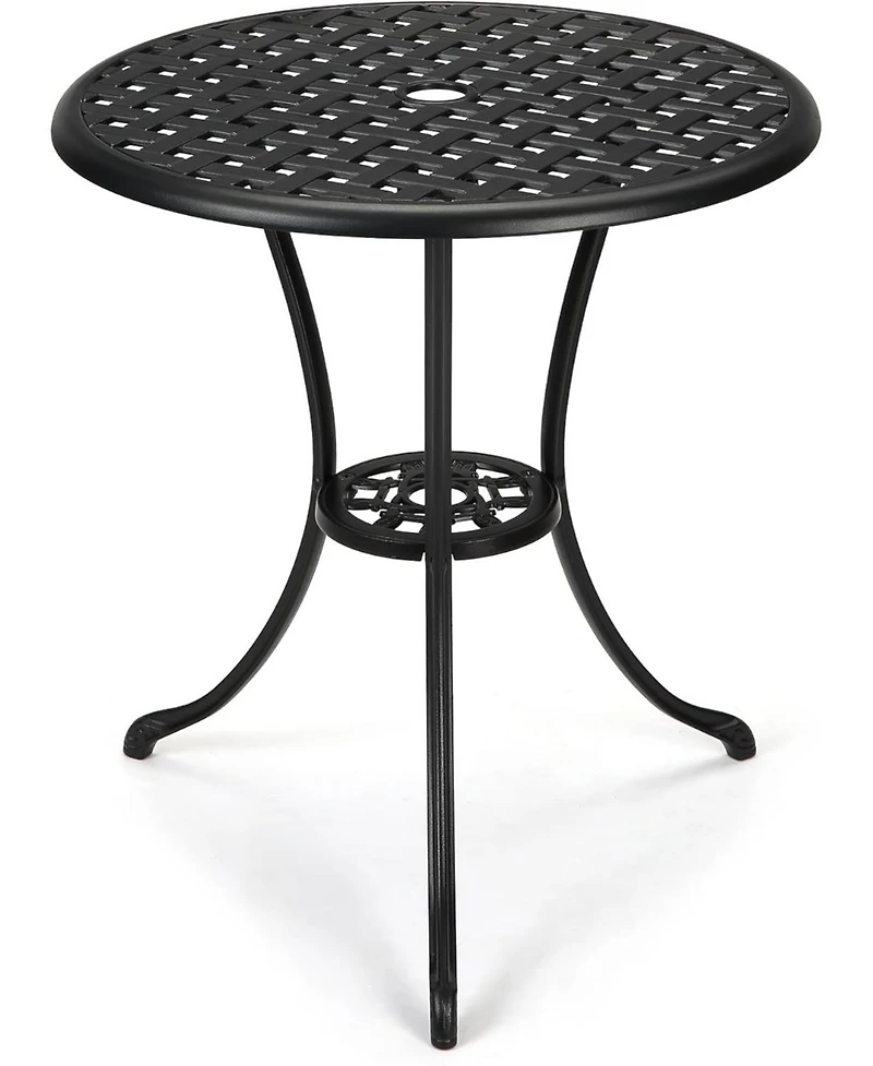 gaomon Patio Bistro Table, 24" Round Outdoor Coffee Table with 2" Umbrella Hole, Cast Aluminum Side Iron Frame