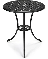 gaomon Patio Bistro Table, 24" Round Outdoor Coffee Table with 2" Umbrella Hole, Cast Aluminum Side Iron Frame