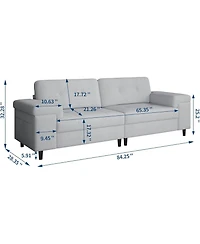 gaomon 85 Inch Modern 3 Seater Sofa Couch with Adjustable Armrests,Living Room Sofa with Plush Chenille Fabric,Couch with Button Tufted Backrest