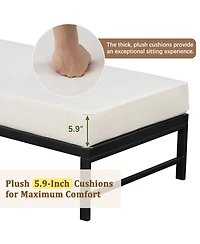 Rainsken Outdoor L-Shaped Sofa, All-Weather 3- Seater Couch with Iron Frame and Ultra-Thick Cushions for Patio, Balcony and Garden