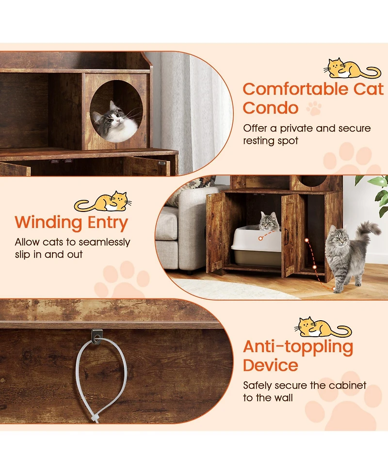 Cozito Cat Litter Box Enclosure 51 in Industrial Shelves Condo