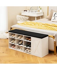 Gouun 9-Cube Shoe Bench with Adjustable Shelves and Removable Cushion