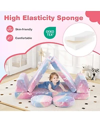 Sugift Modular Kids Play Couch Set Glow in the Dark with Portable Handles