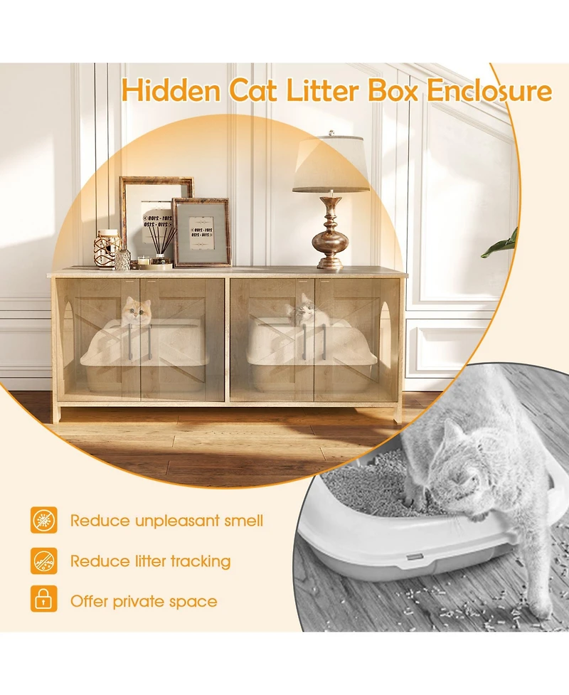 Cozito Cat Litter Box Enclosure 48-inches Barn Door for 2 Cats