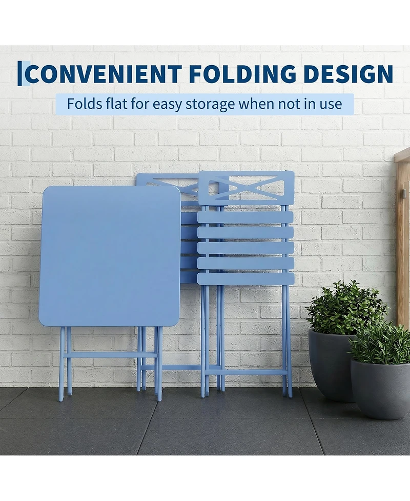 gaomon Patio 3-Piece Bistro Set Metal Folding Outdoor Table Chairs