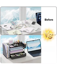 Gnuadz Wood Desk Organizer File Holder 4-Tier Drawer