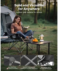 Mecale Oversized Padded Camping Chair 450 lbs with Dual Cup Holders