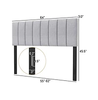 Gouun Linen Upholstered Headboard with Adjustable Width and Solid Wood Legs