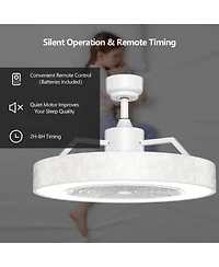 Mecale 23 Inch Ceiling Fan with Led Light Remote Starry Lampshade