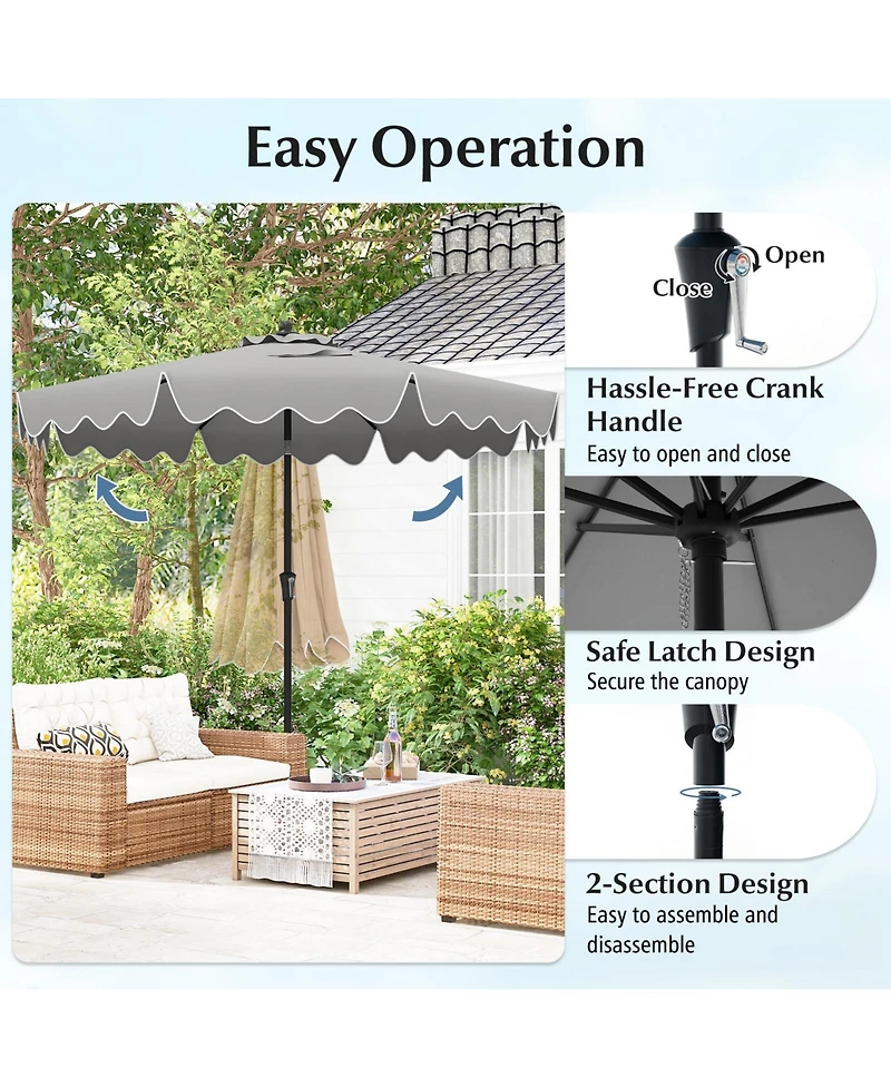Sugift 9 Feet Patio Umbrella with Crank Handle and Push Button Tilt