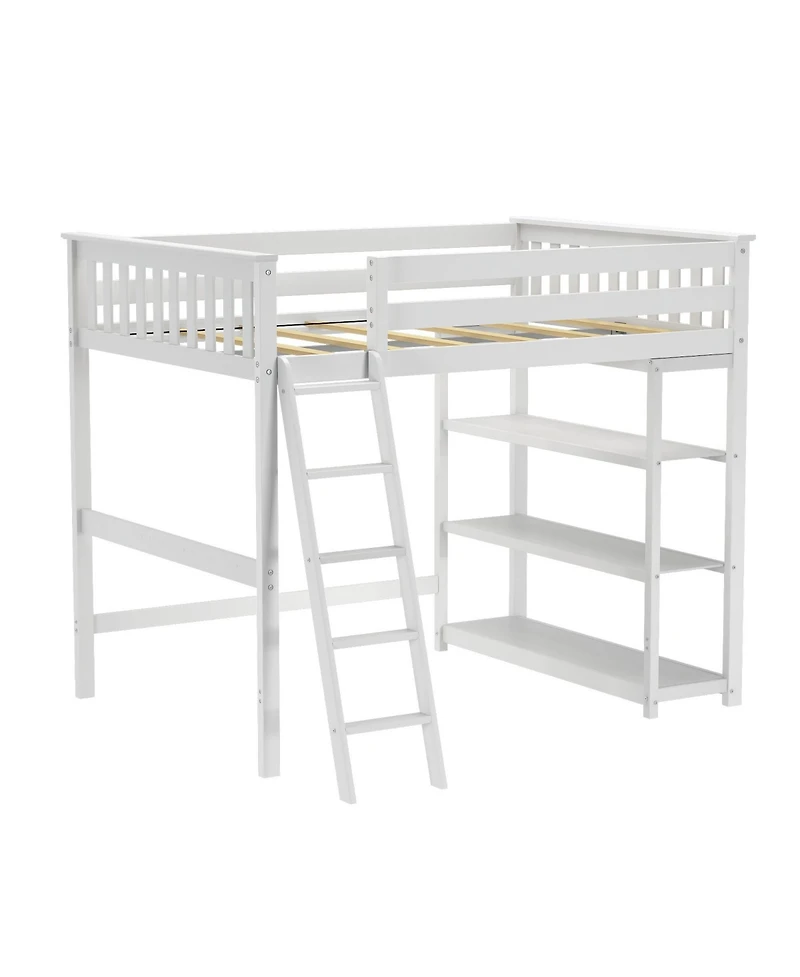 Max & Lily Max and Lily Solid Wood Full Size High Loft Bed with Bookcase for Kids