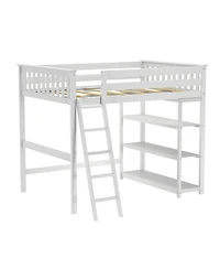 Max & Lily Max and Lily Solid Wood Full Size High Loft Bed with Bookcase for Kids