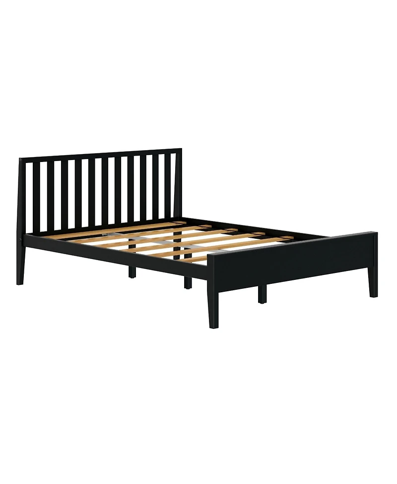 Max & Lily Scandinavian Solid Wood Queen Bed with Slatted Headboard