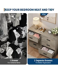 gaomon Bedroom 6 Drawer Double Dresser, Wood Look Chest of Drawers with Deep Storage, Anti-Tip Design, Metal Handles