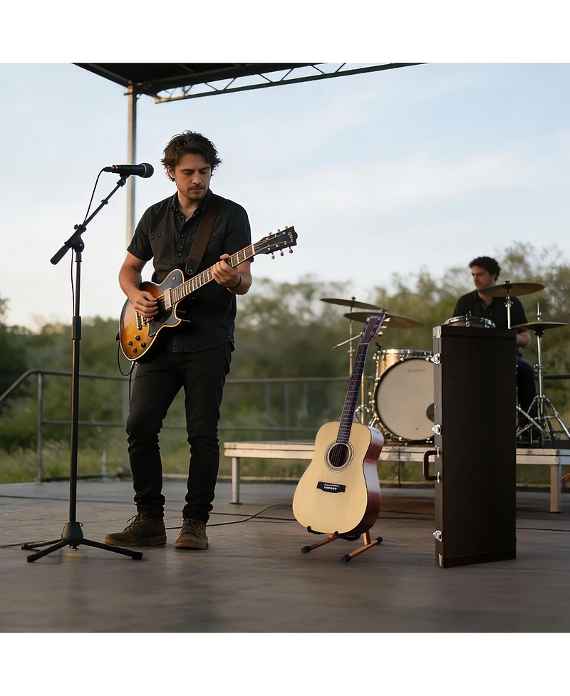 Yescom Universal Rectangular Electric Guitar Hard Case with Folding Guitar Stand