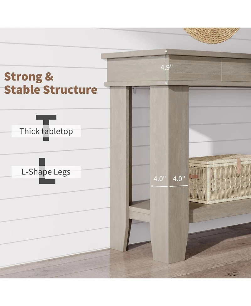 gaomon 54-Inch Long Console Table with Drawers, Wooden Rectangular Entryway Table w/Open Storage Shelf, Sofa Table Behind Couch