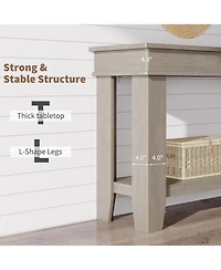 gaomon 54-Inch Long Console Table with Drawers, Wooden Rectangular Entryway Table w/Open Storage Shelf, Sofa Table Behind Couch