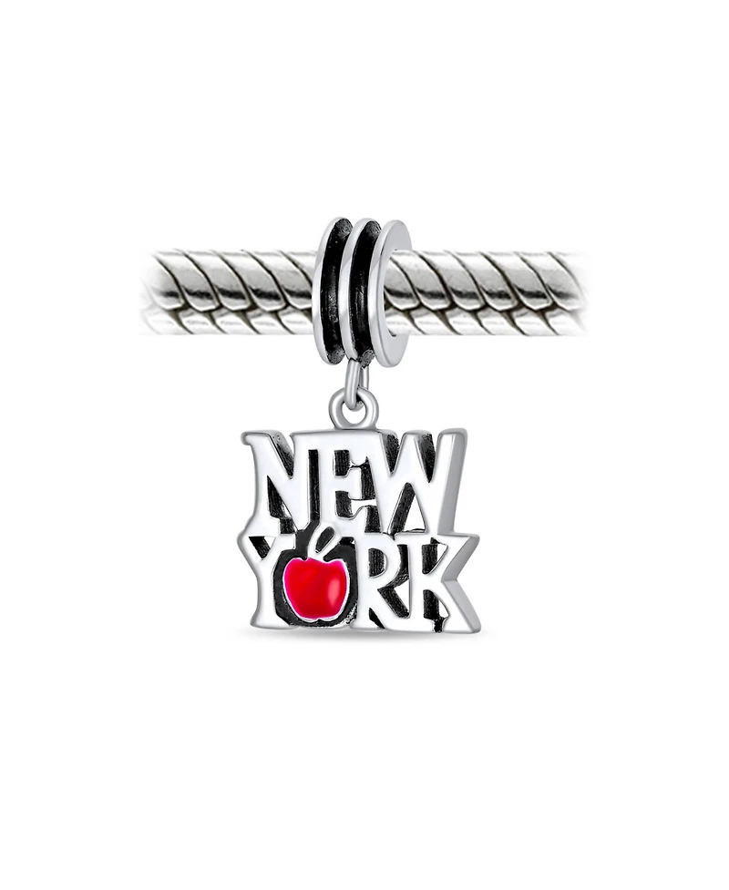 Bling Jewelry Big Apple Travel Vacation I Love New York Dangle Charm Bead Sterling Silver For Bracelet