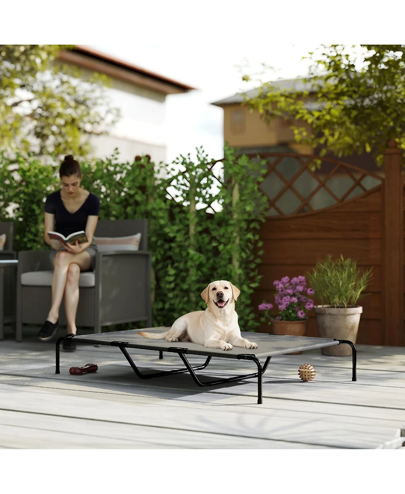 Aostirmotor Large Elevated Dog Bed. Breathable mesh, sturdy steel frame, ideal for outdoor and indoor use. 60"L, perfect for large breeds
