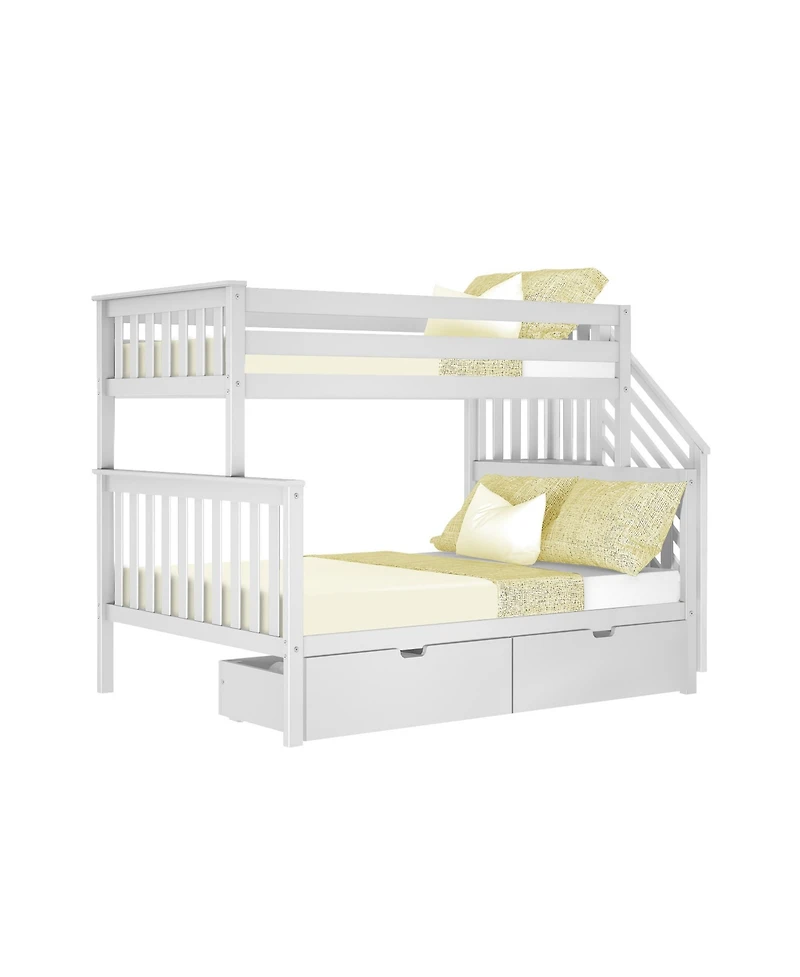 Max & Lily Twin over Full Staircase Bunk Bed with Storage Drawers