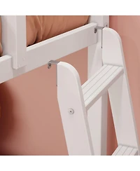 Max & Lily Twin Over Low Bunk Bed With Ladder on End, Pecan