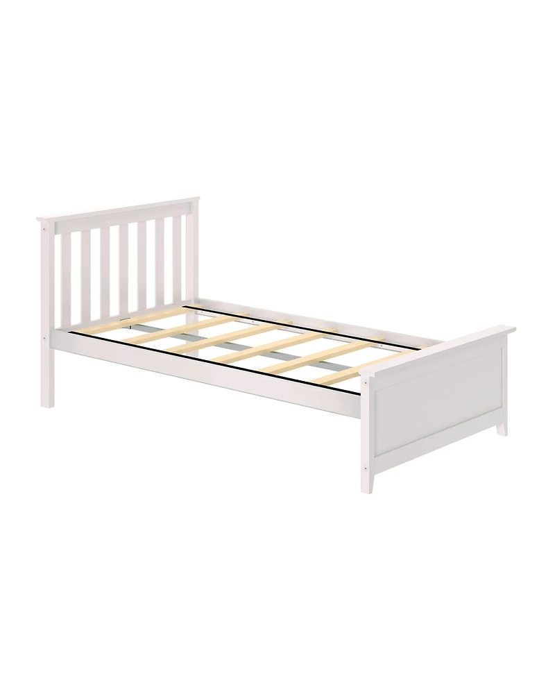 Max and Lily Twin Bed Frame with Headboard, Solid Wood Platform for Kids