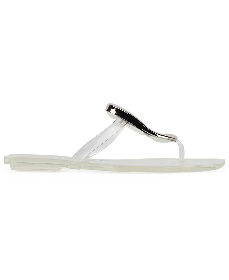Jeffrey Campbell Linques-j Embellished T-Strap Flat Jelly Sandals