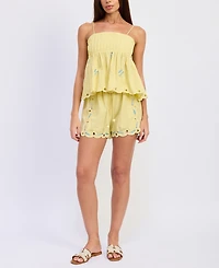 En Saison Women's Elastic Waistband Self-Tie Shorts