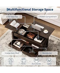 gaomon 47.2" Lift Top Coffee Table with Storage, Split Lift Design, 2 Drawers and Hidden Compartment, Farmhouse Center Table