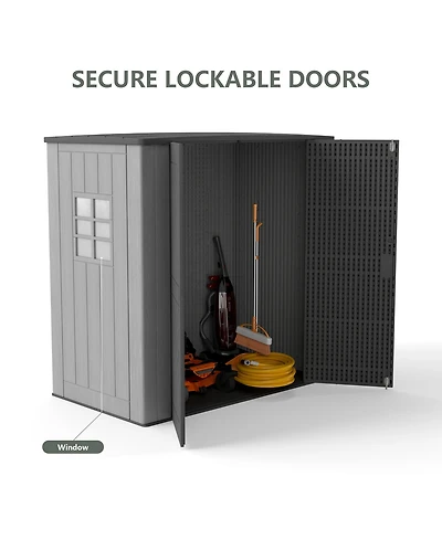 Decksplore 6 Ft. W X 3.5 Ft. D Durable Resin Outdoor Storage Shed With Floor And Double Doors