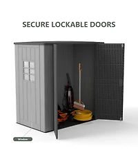 Decksplore 6 Ft. W X 3.5 Ft. D Durable Resin Outdoor Storage Shed With Floor And Double Doors