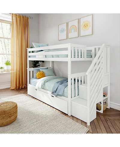 Max & Lily Max and Lily Twin over Twin Staircase Bunk with Trundle
