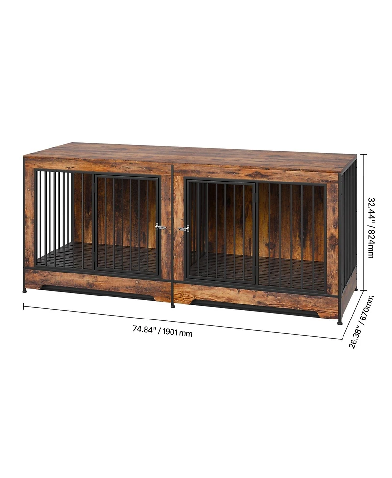 Aostirmotor 75" Wooden Dog Crate Furniture