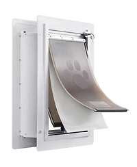 Aostirmotor Medium Wall-Mount Pet Door, lockable with 3 magnetic flaps, sturdy metal frame, energy-efficient and secure, easy installation