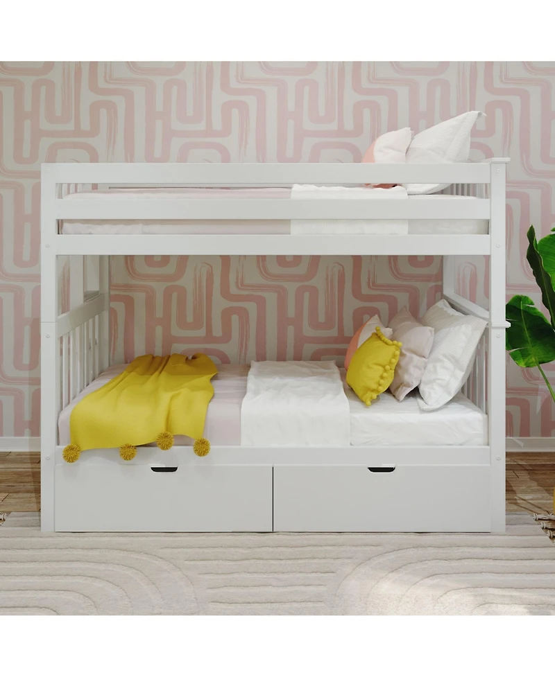 Max & Lily Bunk Bed with Ladder on End and Storage Drawers