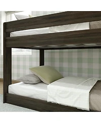 Max & Lily Twin over Twin Low Bunk Bed, Modern Farmhouse Solid Wood Bunk Beds for Kids