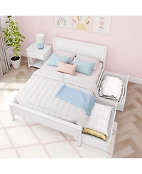Max & Lily Full Size Bed Frame with Storage Drawers, Solid Wood Platform Bed for Kids
