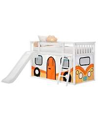Max & Lily Low Bunk With Easy Slide and Orange Camper Van Curtain