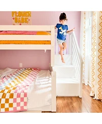 Max & Lily Wooden Twin over Full Low Bunk Bed for Kids with Staircase